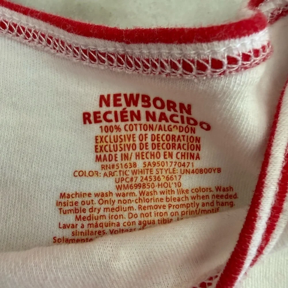 White and Red Baby Onesie